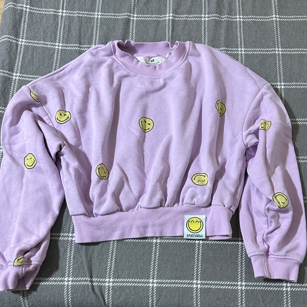 H&M Purple Sweatshirt with Yellow Smiley Faces